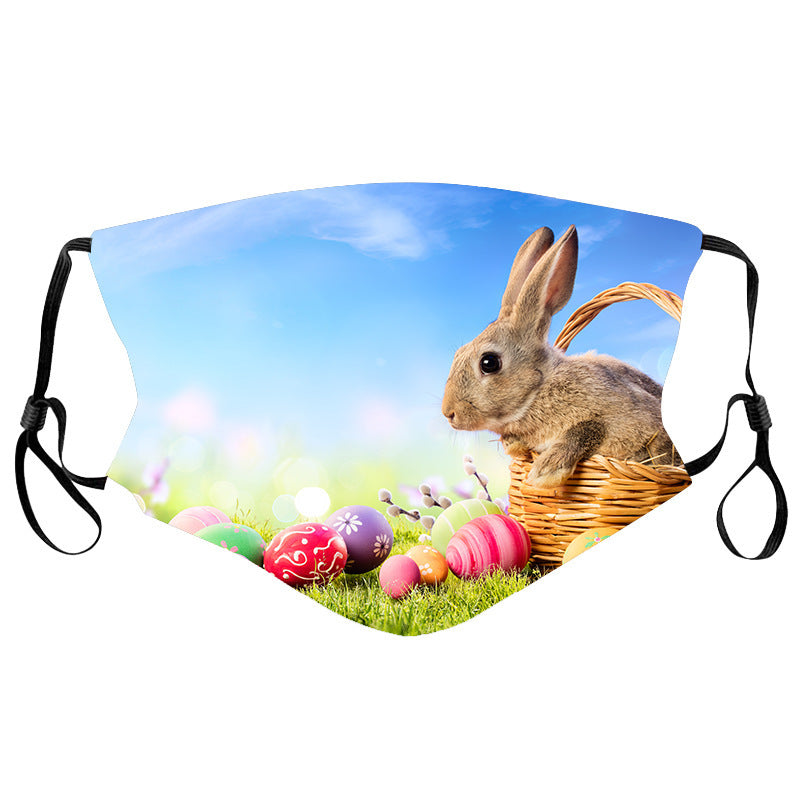 Easter Bunny Egg Print Mask Cotton Cloth