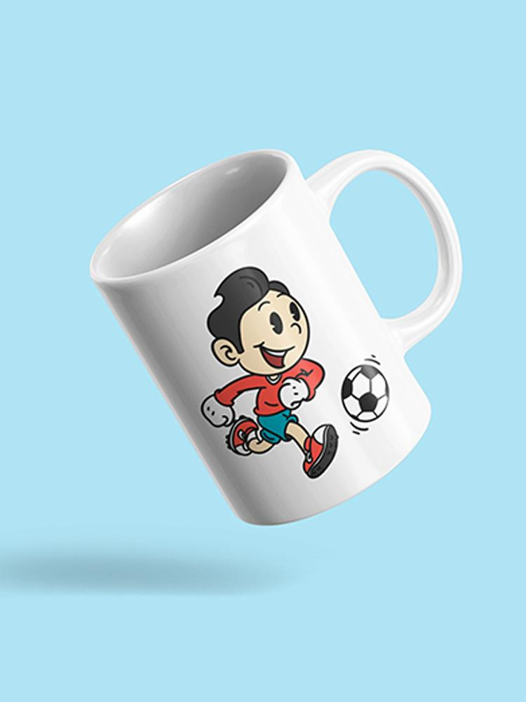 Young Boy Playing Soccer Mug -SPIdeals Designs