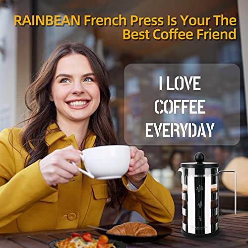 French Press Cafetiere 4 Cups, Stainless Steel Body Shell Coffee Maker