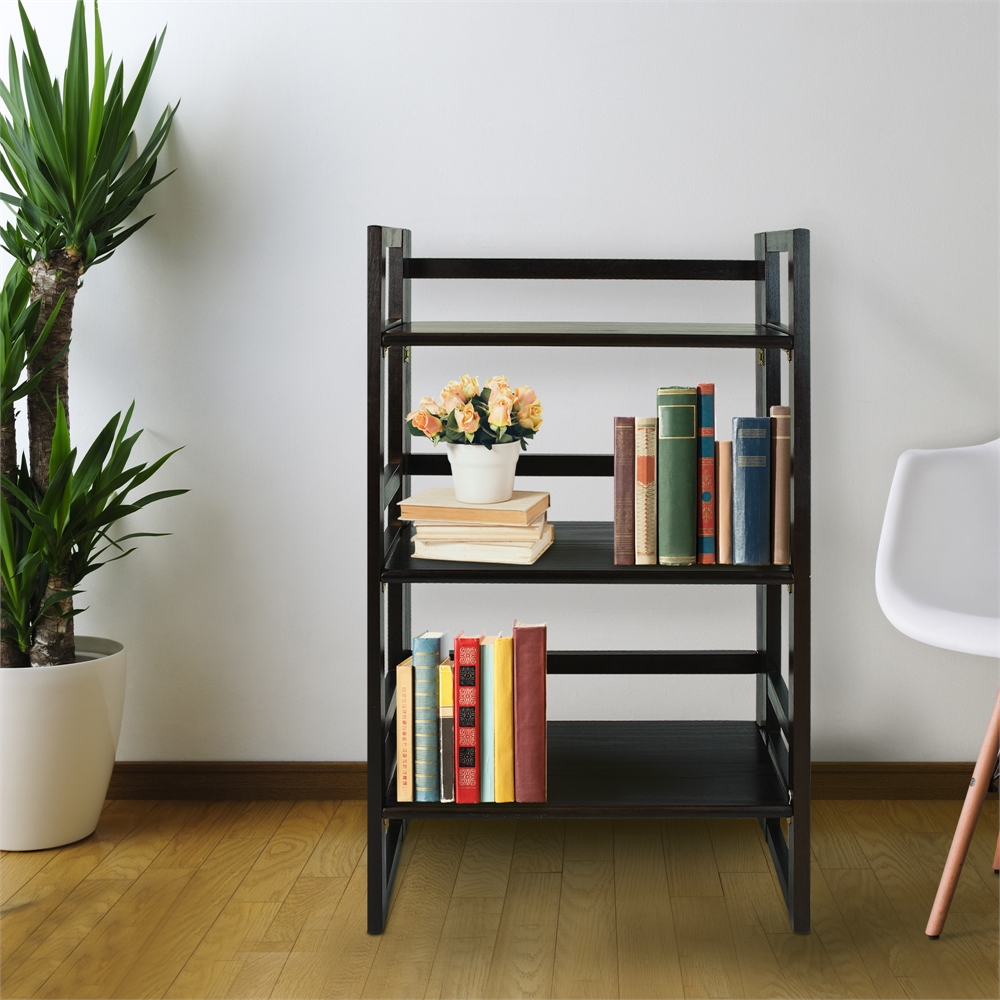 3-Shelf Folding Student Bookcase 20.75" Wide-Espresso