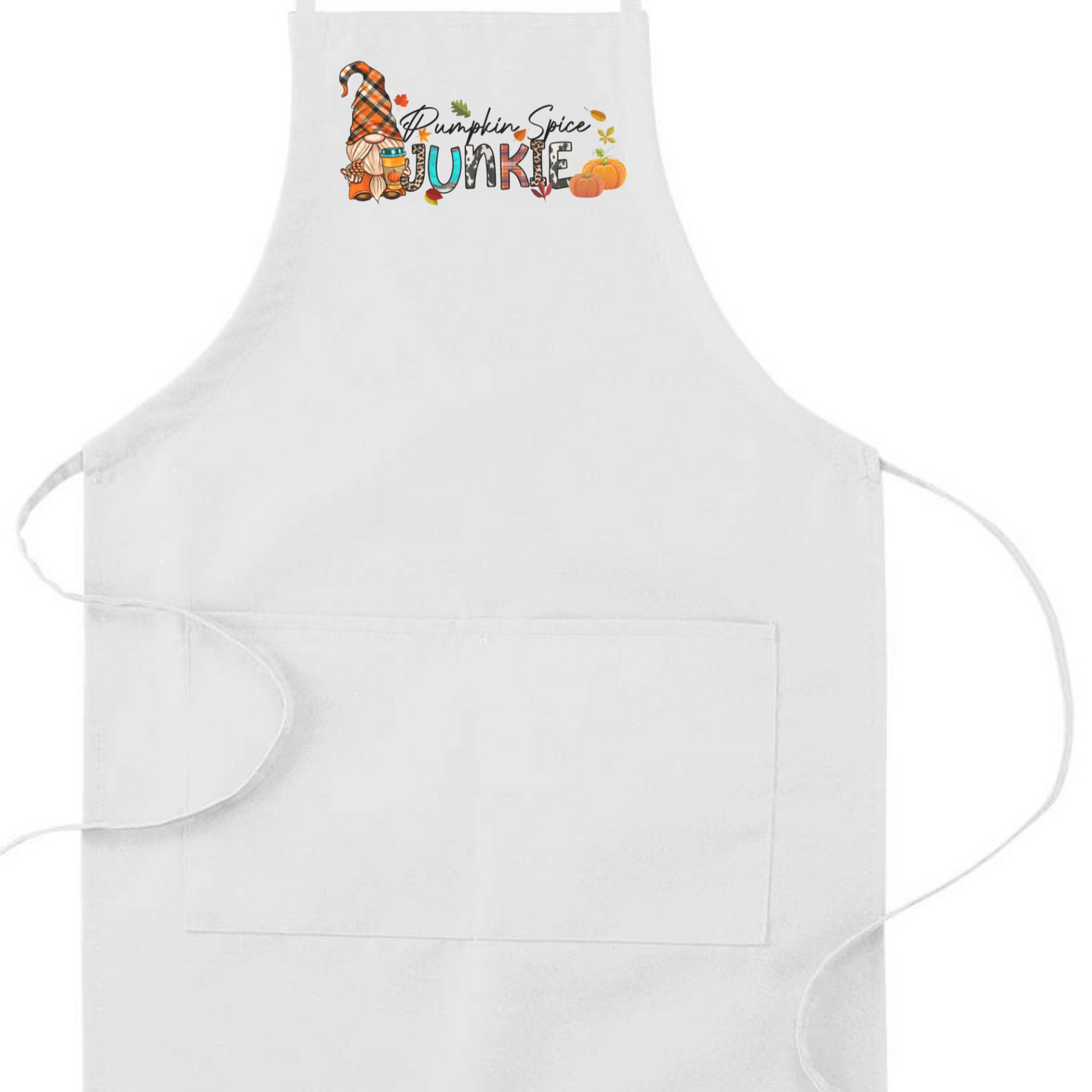 Pumpkin Spice Junky Fall Humorous Apron | Funny Adjustable Kitchen or BBQ Apron | Perfect Gift for the Cook or Griller | Gnome Coffee Fall