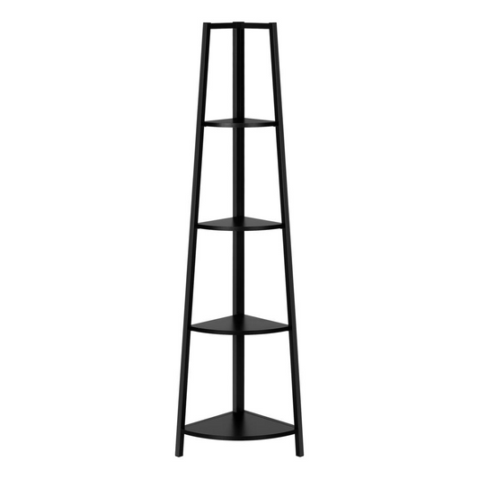 BOOKCASE - 60"H / BLACK / BLACK METAL CORNER ETAGERE