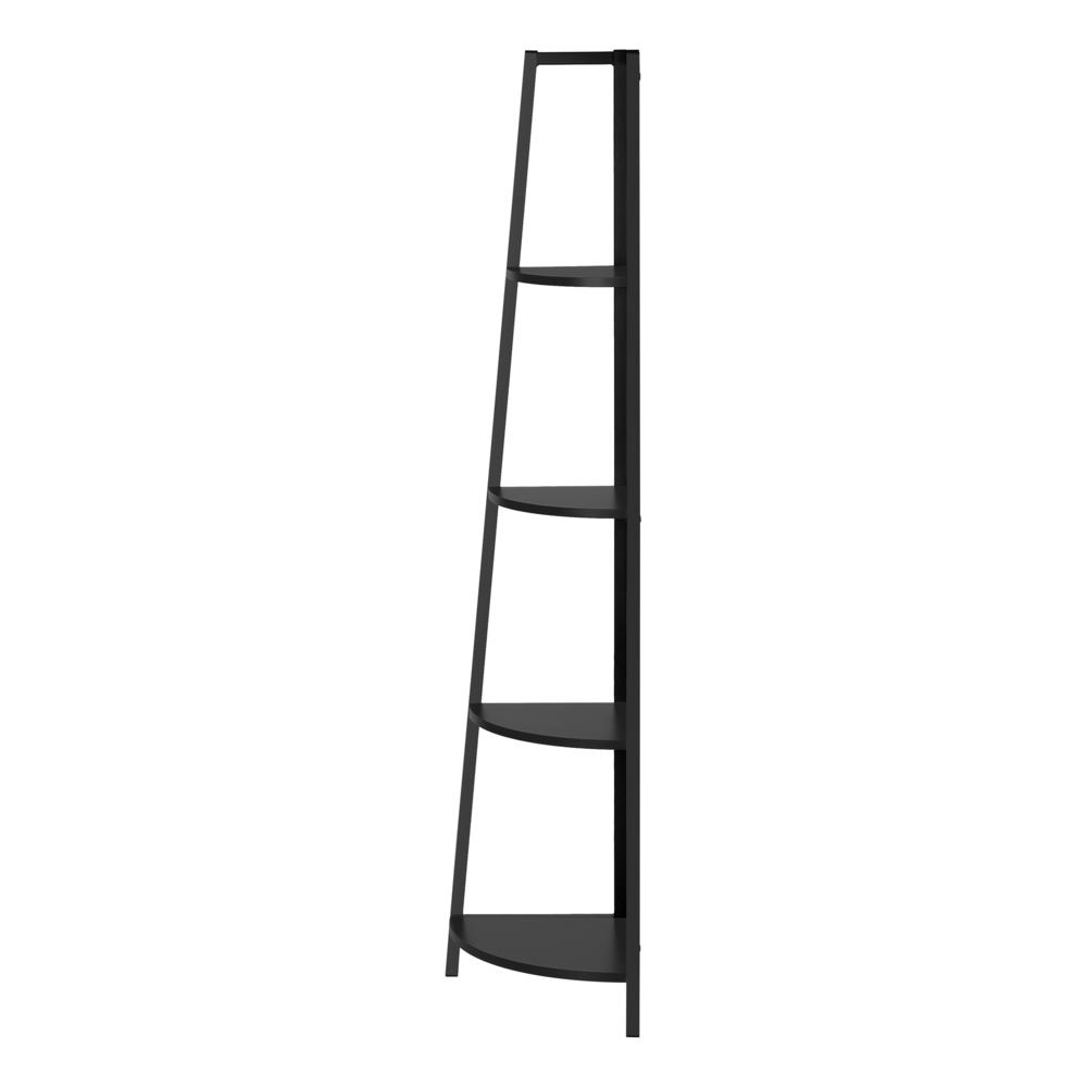 BOOKCASE - 60"H / BLACK / BLACK METAL CORNER ETAGERE