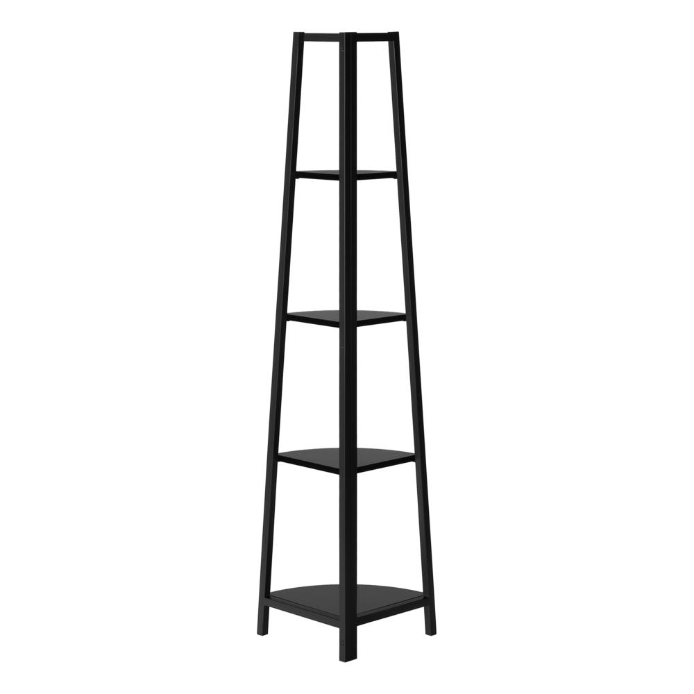 BOOKCASE - 60"H / BLACK / BLACK METAL CORNER ETAGERE