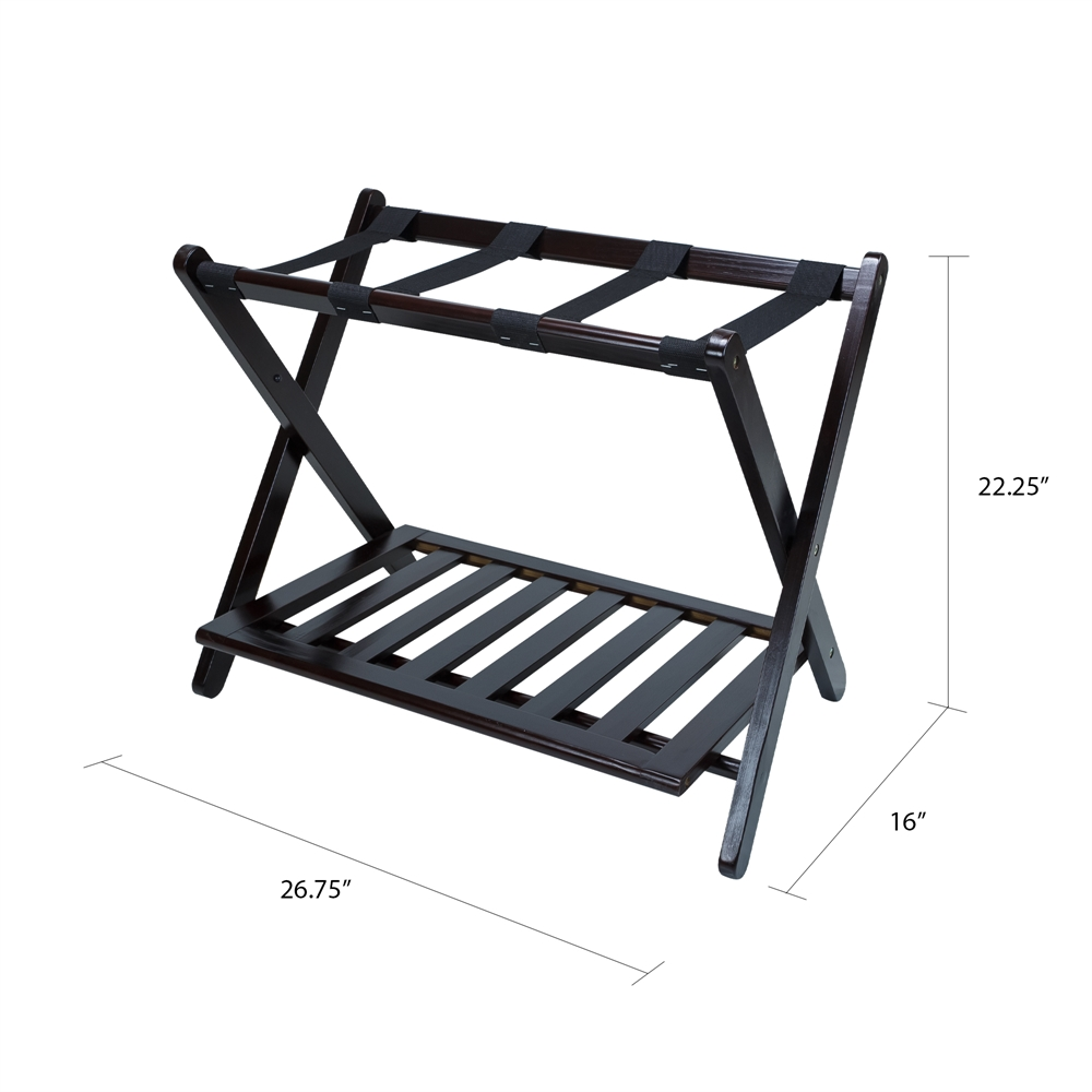 Luggage Rack with Shelf-Espresso