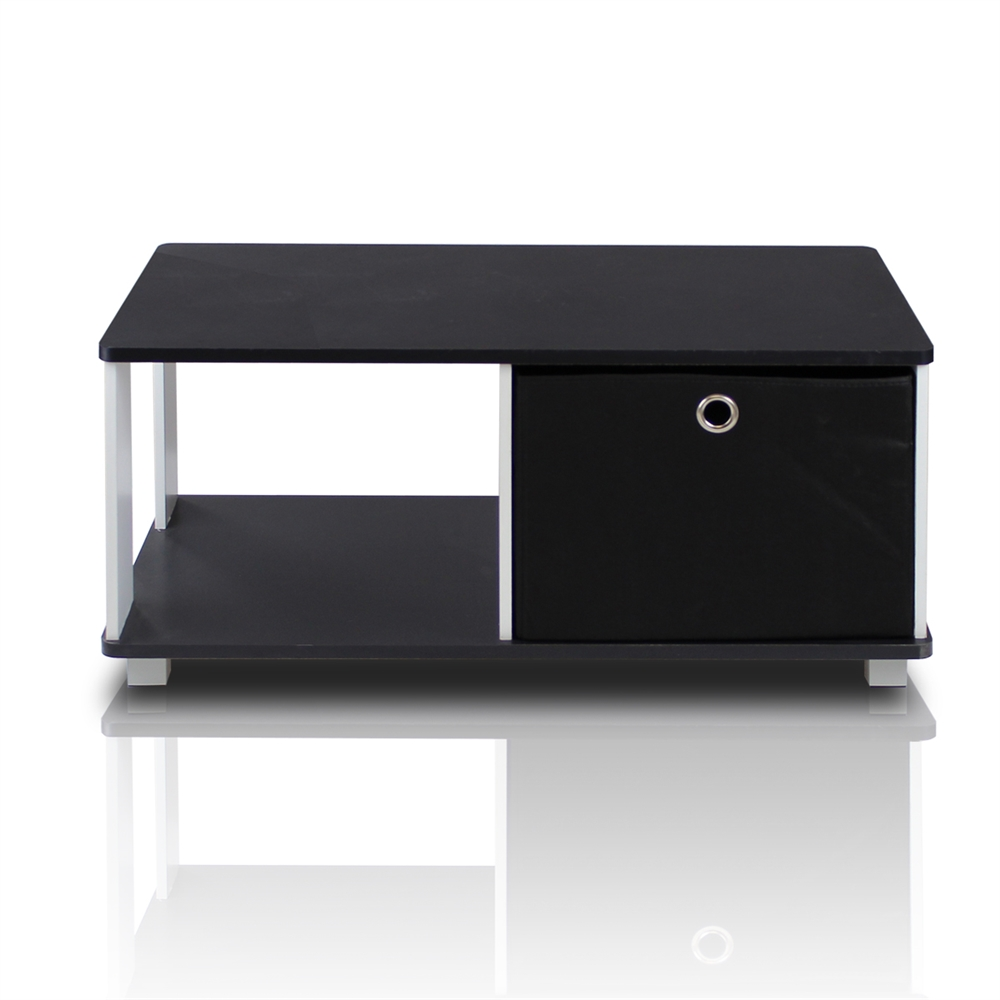 Coffee Table with Bin Drawer, Black & White