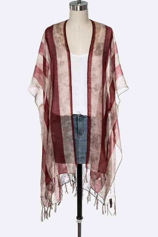 American Flag Printed Tassel Kimono