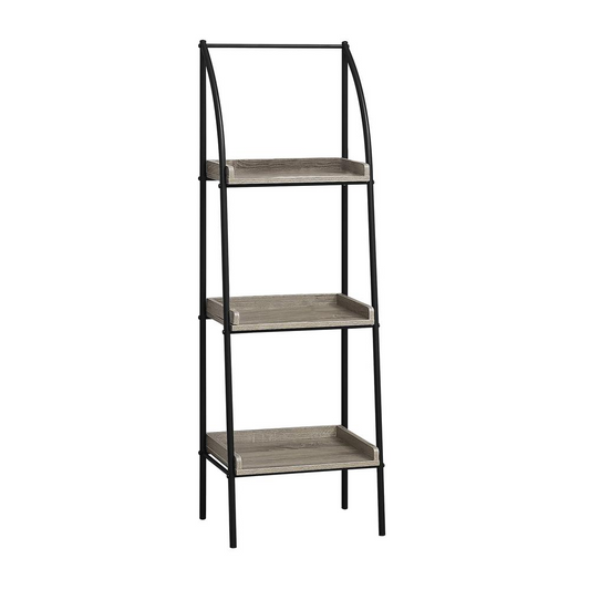 BOOKCASE - 48"H / DARK TAUPE / BLACK METAL