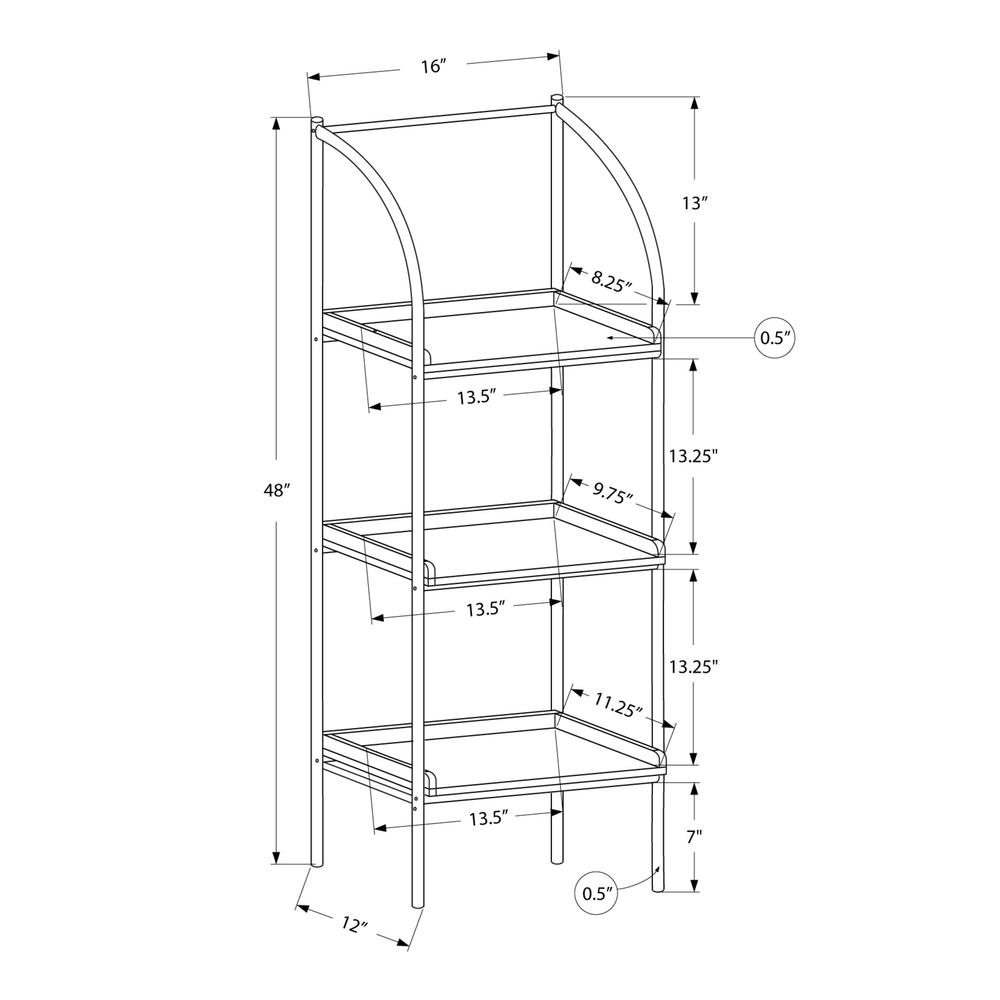 BOOKCASE - 48"H / DARK TAUPE / BLACK METAL