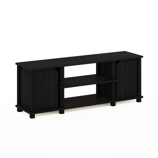 Furinno Simplistic TV Stand with Shelves and Storage, Espresso/Black