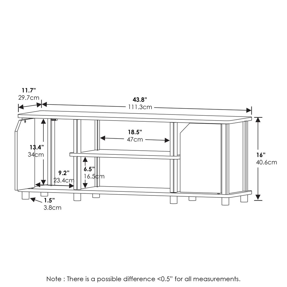 Furinno Simplistic TV Stand with Shelves and Storage, Espresso/Black