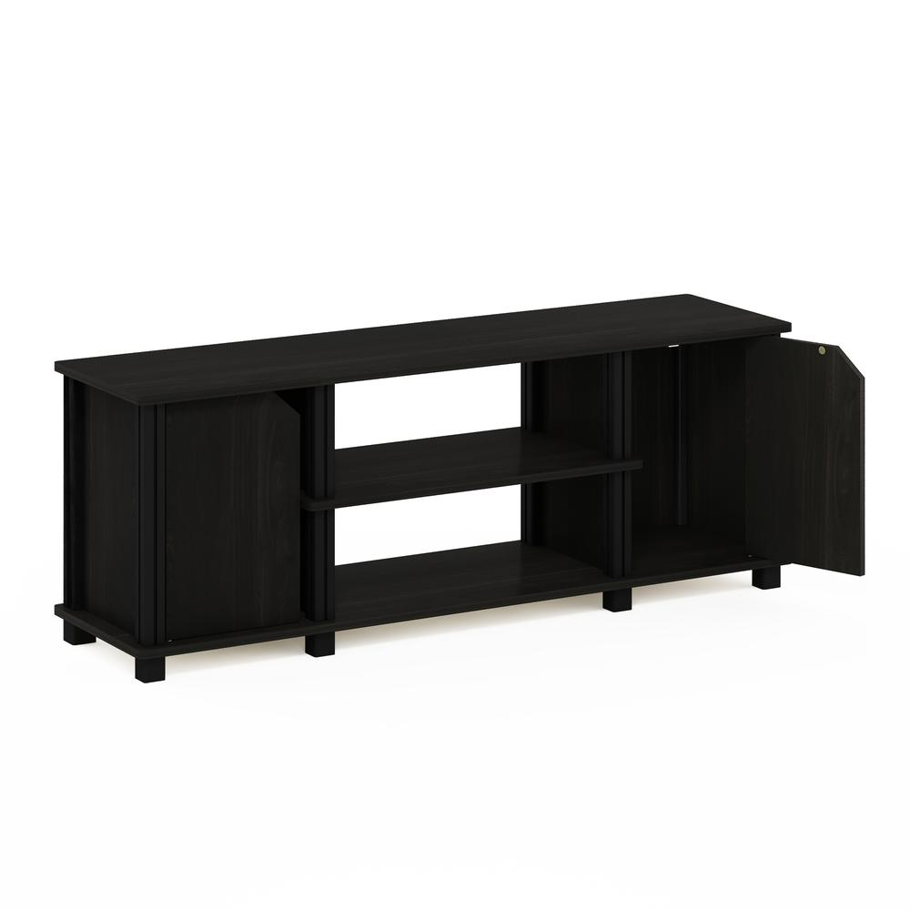 Furinno Simplistic TV Stand with Shelves and Storage, Espresso/Black