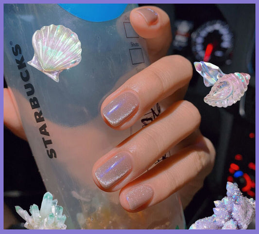 Milk Tea Crystal Stone Cat Eye Nail Polish