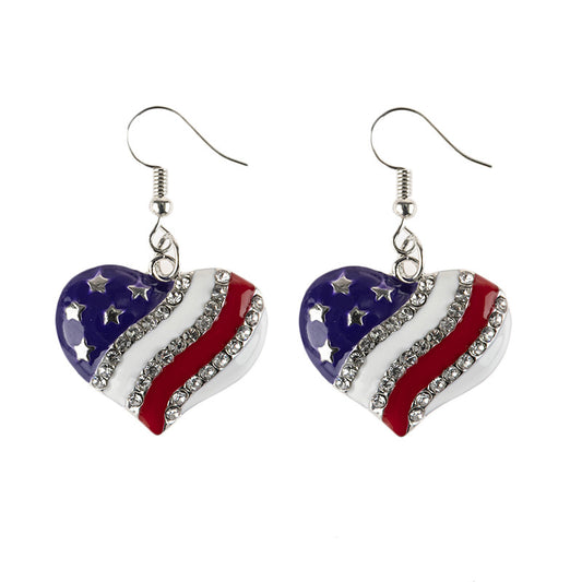 American Jewelry Flag Five-Pointed Star Diamond Earrings