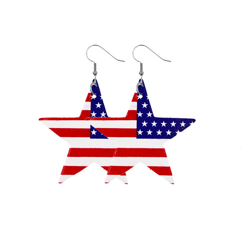 Independence Day Leather Earrings