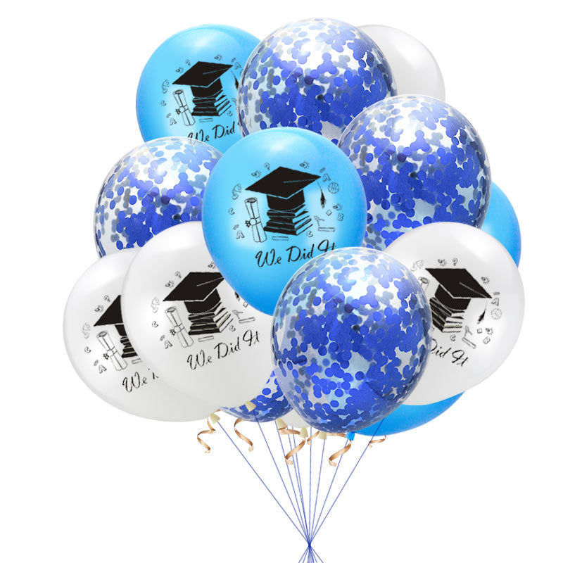 10 pcs Graduation Balloons Gold Silver Black Latex Balloon