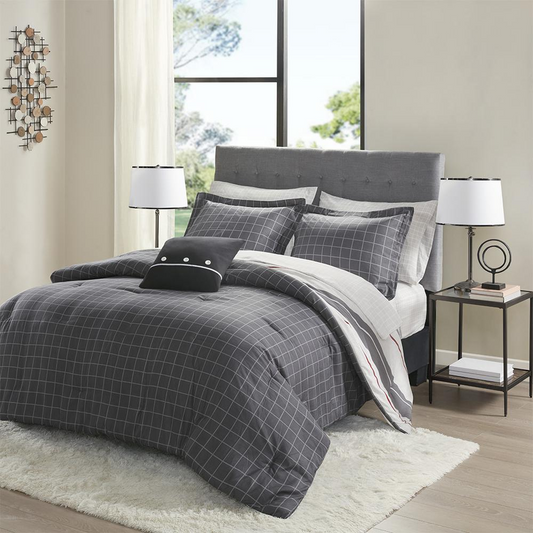 Reversible 6 Piece Comforter Set with Bed Sheets