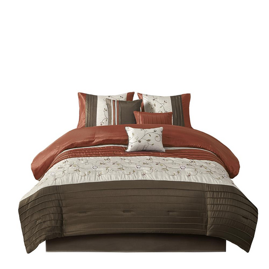 Embroidered 7 Piece Comforter Set