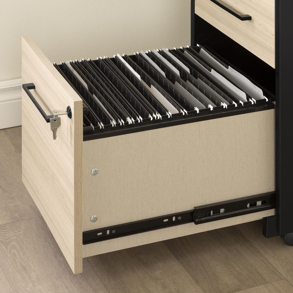 Kozack 2-Drawer Mobile File Cabinet, Soft Elm and Matte Black