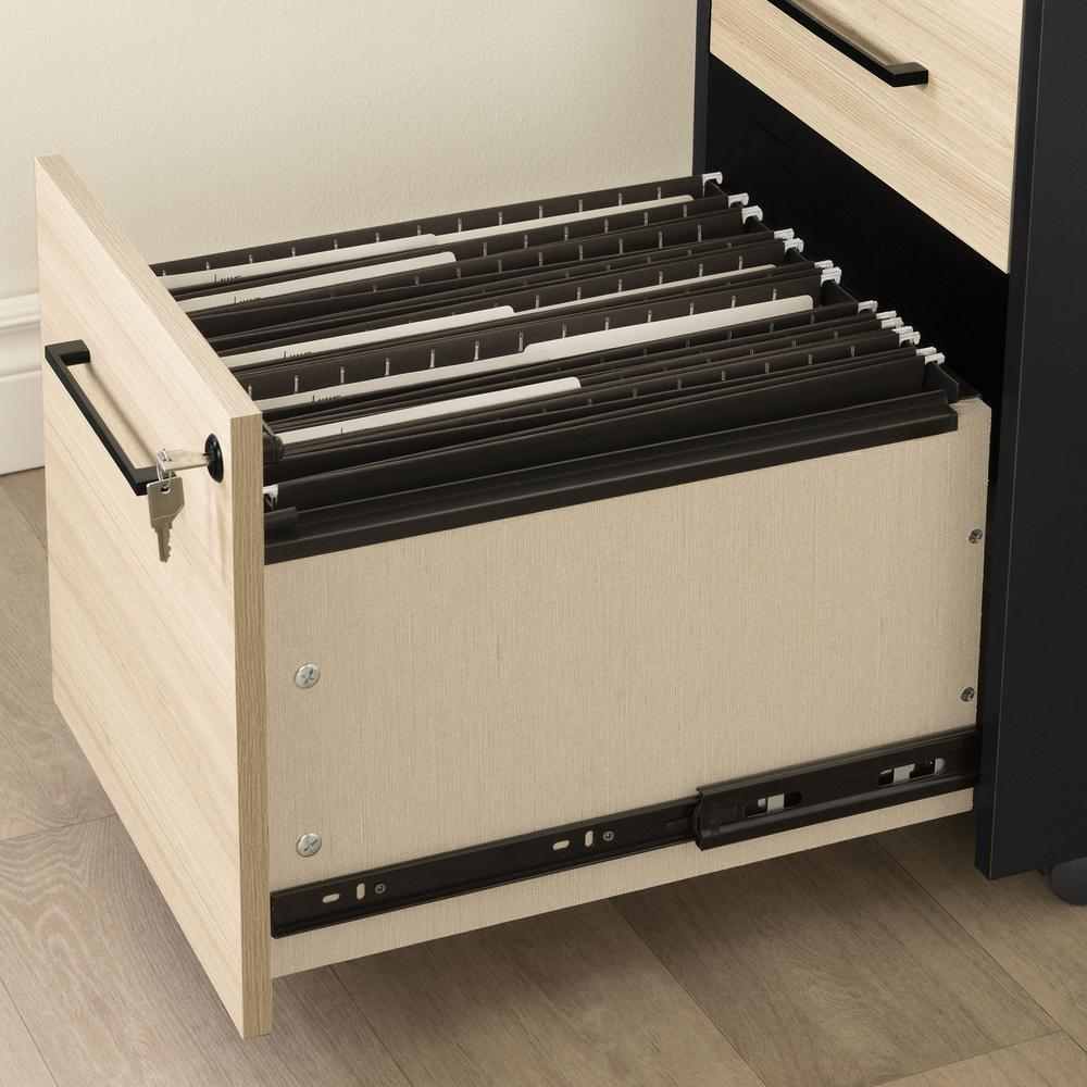 Kozack 2-Drawer Mobile File Cabinet, Soft Elm and Matte Black