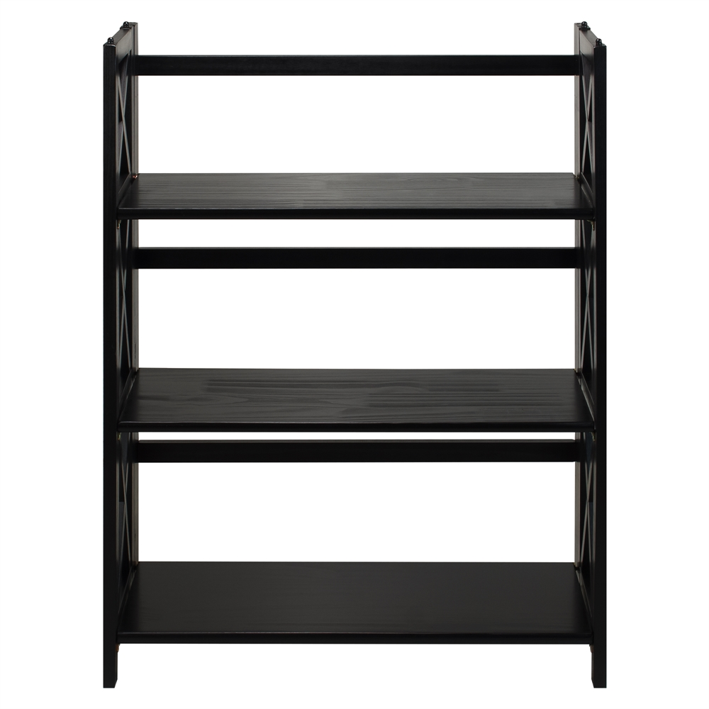 Montego 3-Shelf Folding Bookcase -Black