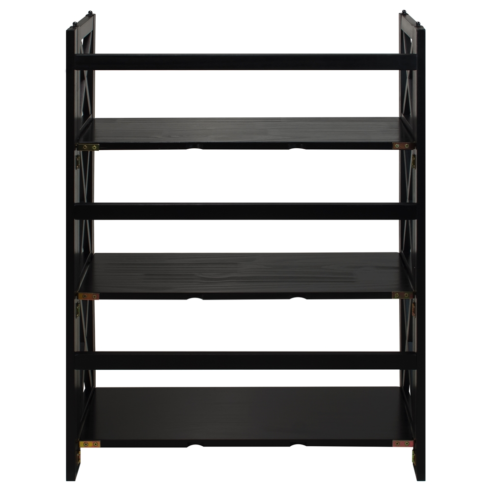 Montego 3-Shelf Folding Bookcase -Black