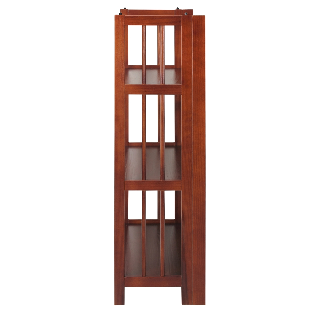 3-Shelf Folding Stackable Bookcase 27.5" Wide-Walnut