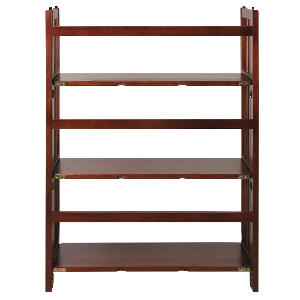 3-Shelf Folding Stackable Bookcase 27.5" Wide-Walnut