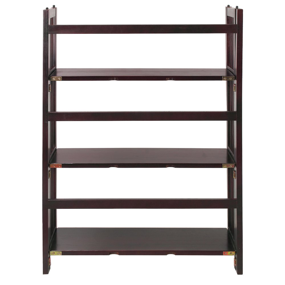 3-Shelf Folding Stackable Bookcase 27.5" Wide-Espresso