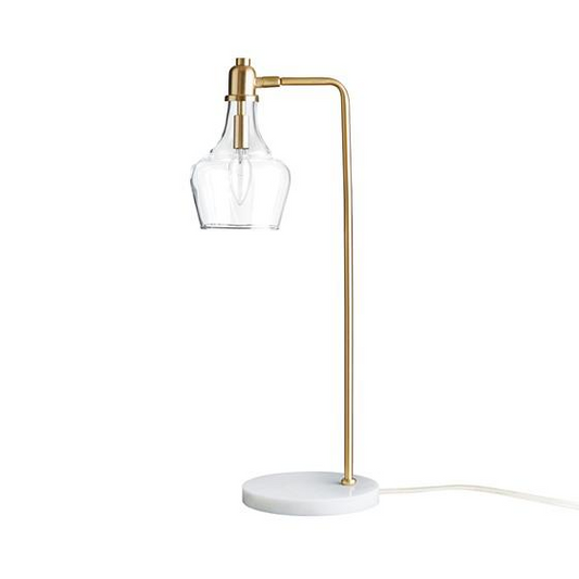 24" H Table Lamp with Marble Base, 9x7,5, Gold