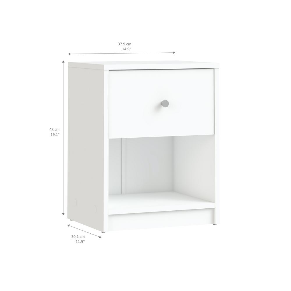 Portland 1 Drawer Nightstand, White