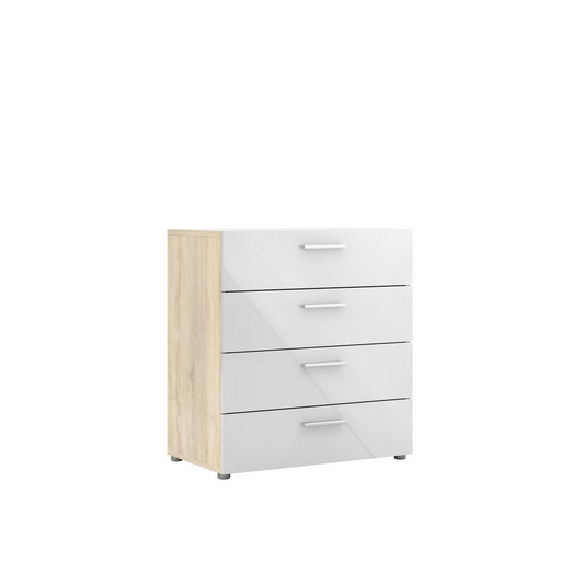 Austin 4 Drawer Chest, Oak Structure/White High Gloss