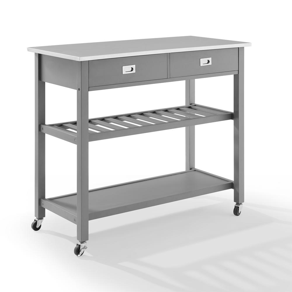 Chloe Stainless Steel Top Kitchen Island/Cart Gray/Stainless Steel