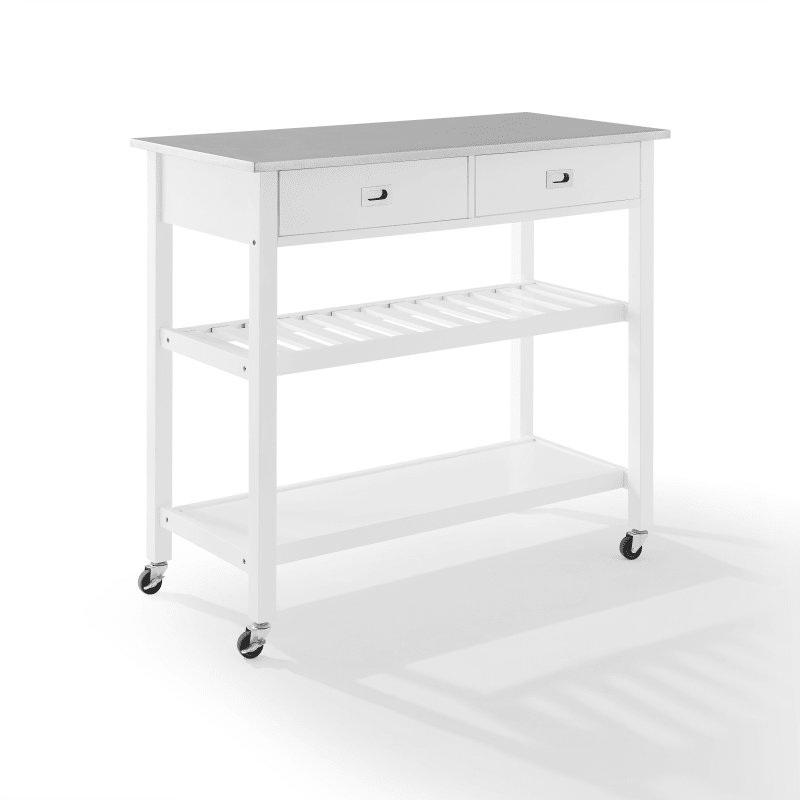 Chloe Stainless Steel Top Kitchen Island/Cart White/Stainless Steel