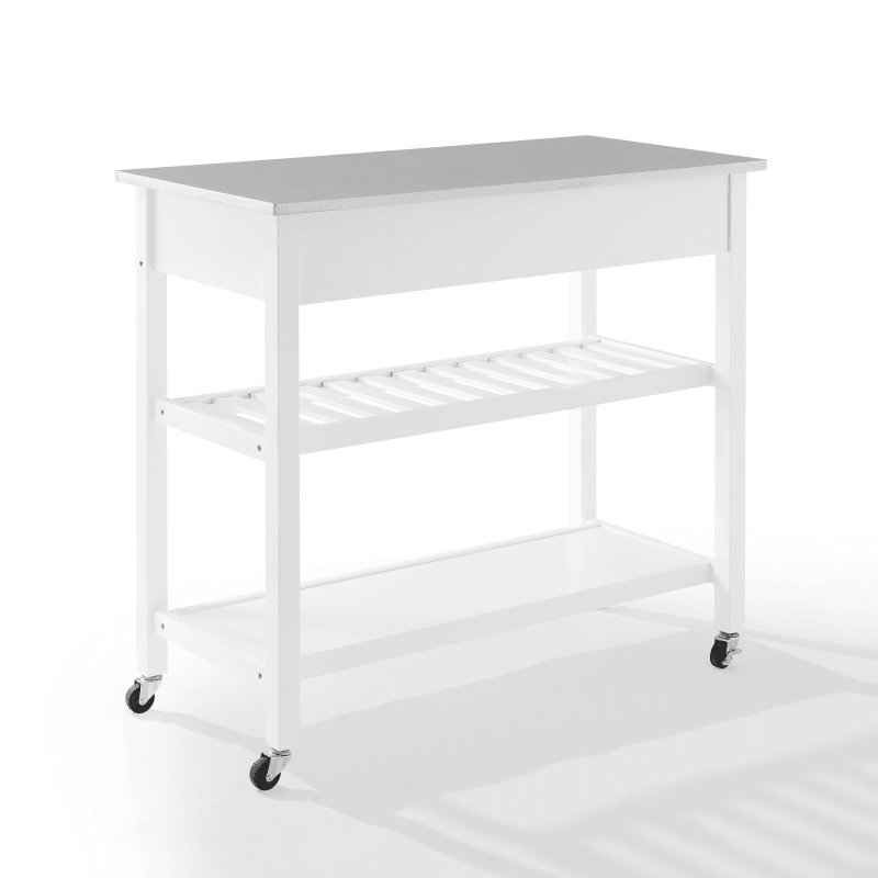 Chloe Stainless Steel Top Kitchen Island/Cart White/Stainless Steel