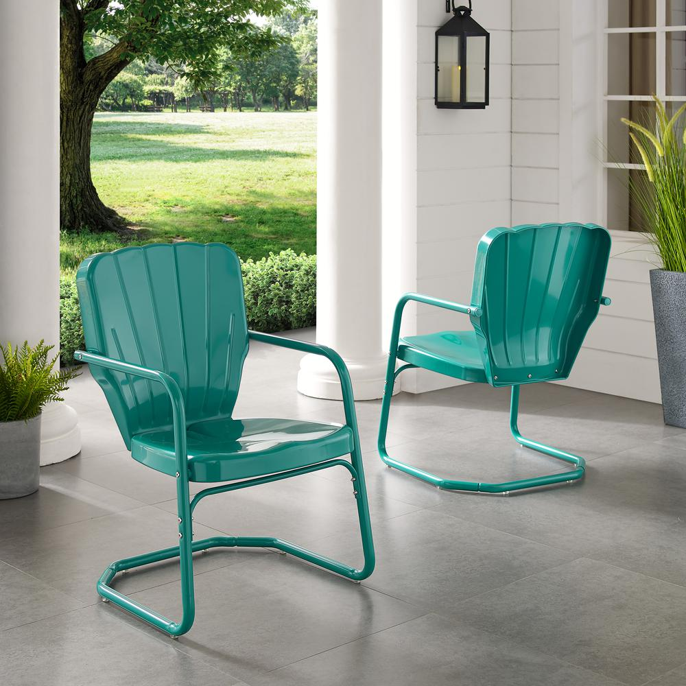 Ridgeland 2Pc Outdoor Metal Armchair Set Turquoise - 2 Chairs