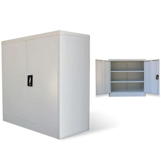 vidaXL Office Cabinet with 2 Doors Gray 35.4” Steel