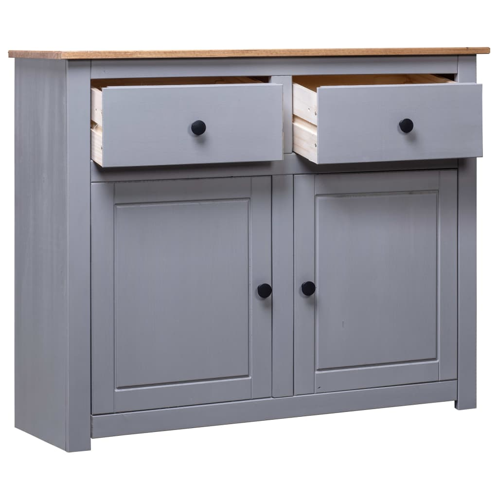 vidaXL Sideboard Gray 36.6"x15.7"x31.5" Solid Pinewood Panama Range