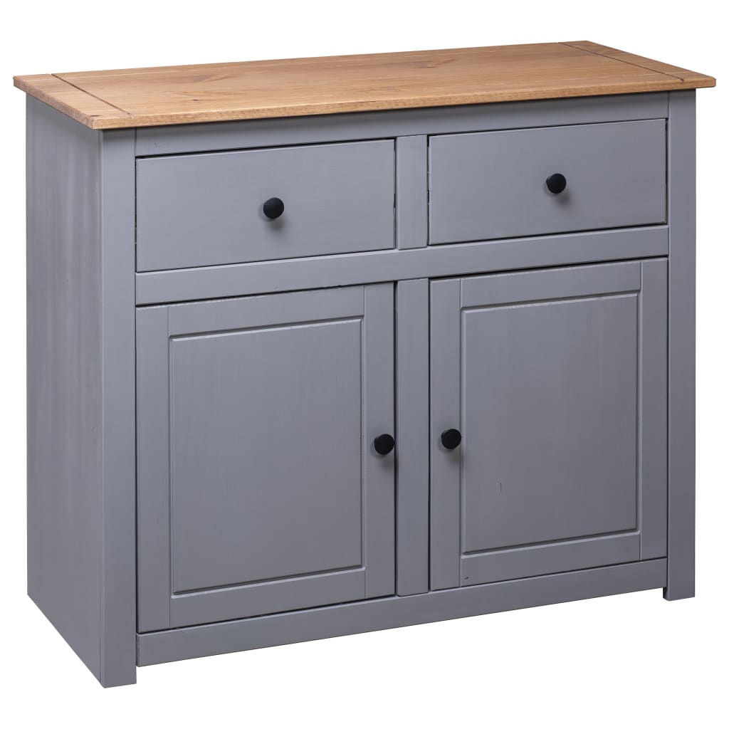 vidaXL Sideboard Gray 36.6"x15.7"x31.5" Solid Pinewood Panama Range