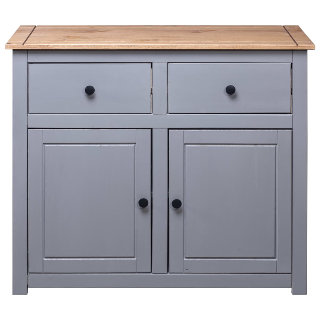 vidaXL Sideboard Gray 36.6"x15.7"x31.5" Solid Pinewood Panama Range