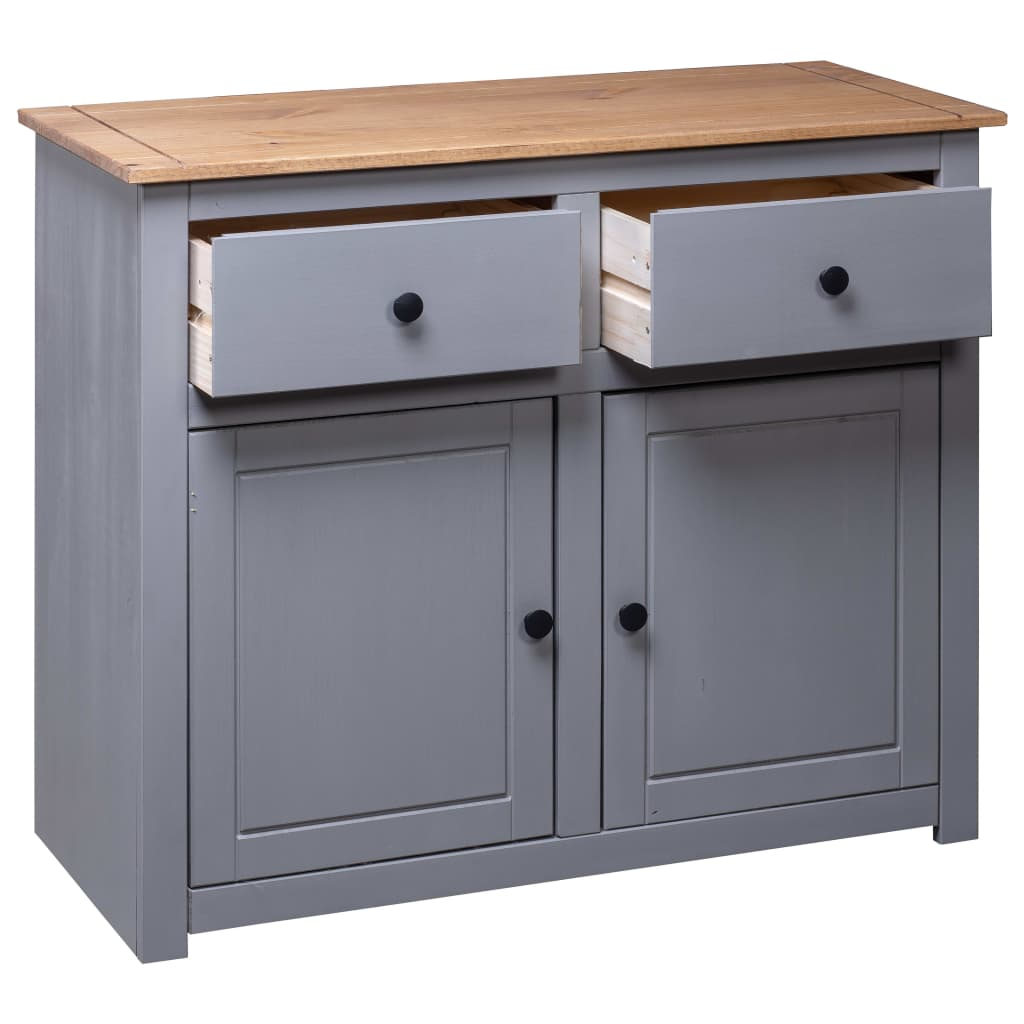 vidaXL Sideboard Gray 36.6"x15.7"x31.5" Solid Pinewood Panama Range