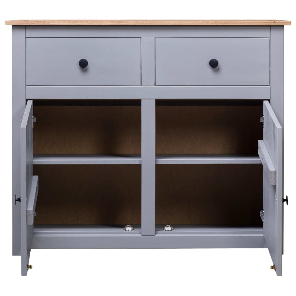 vidaXL Sideboard Gray 36.6"x15.7"x31.5" Solid Pinewood Panama Range