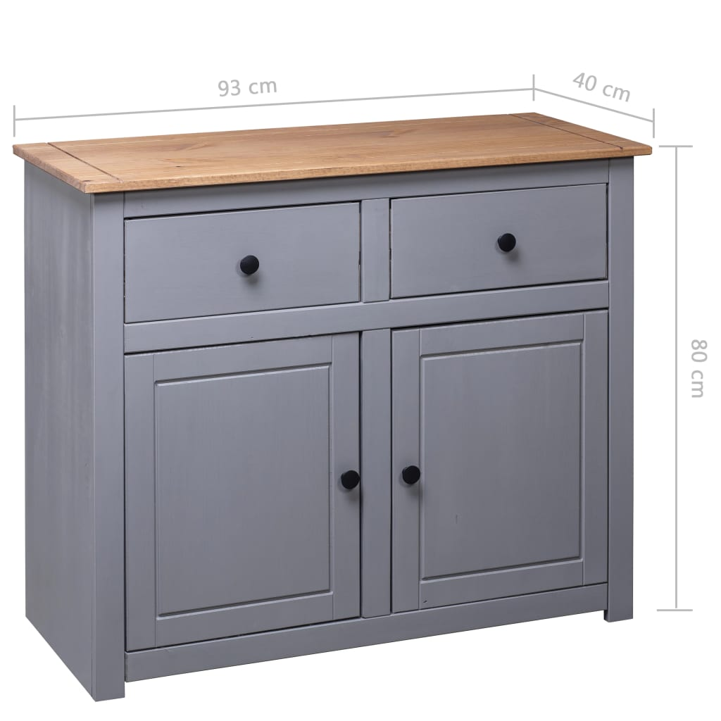 vidaXL Sideboard Gray 36.6"x15.7"x31.5" Solid Pinewood Panama Range