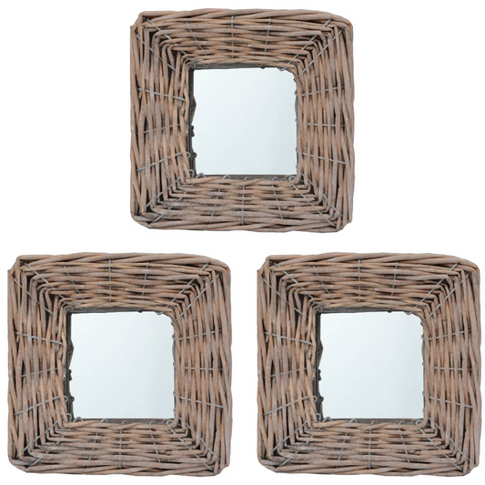 vidaXL Mirrors 3 pcs 5.9"x5.9" Wicker