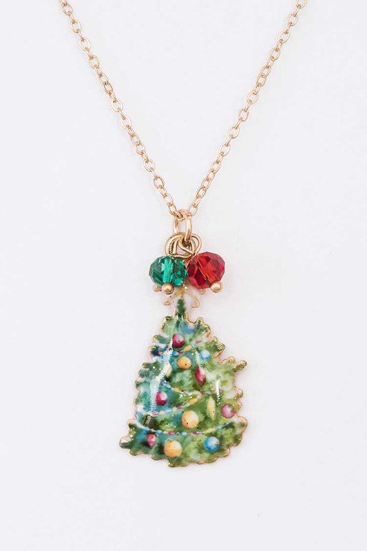 Christmas Tree Pendant Necklace Set