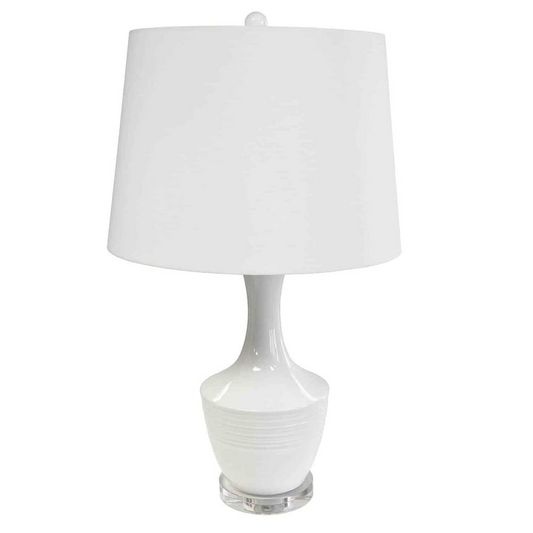 1 Light Incandescent Table Lamp, WH w/ WH Shade