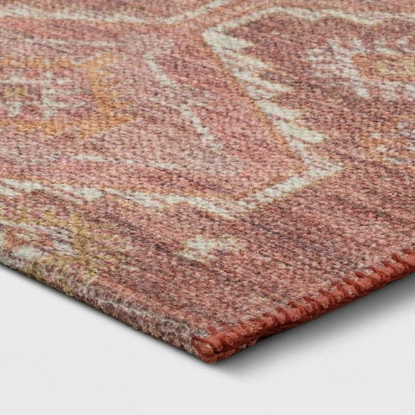 4x6 Feet Rust Washable Diamond Persian Style Rug