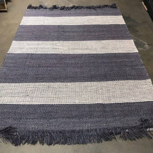 5x7 Feet Hand Woven Striped Jute/Wool Area Rug