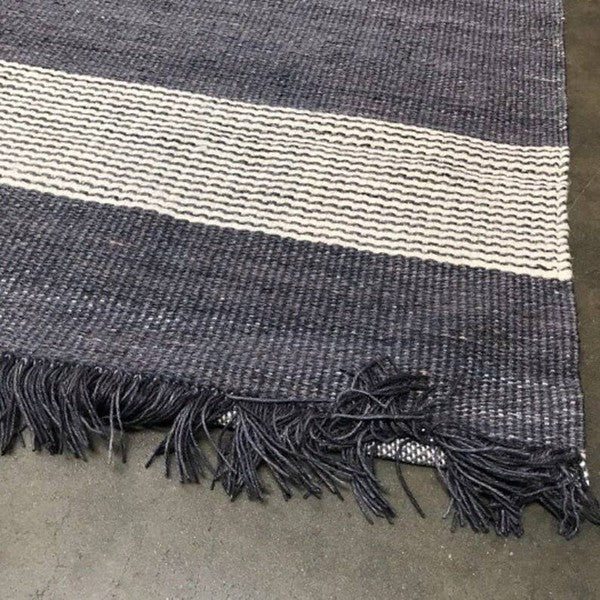 5x7 Feet Hand Woven Striped Jute/Wool Area Rug