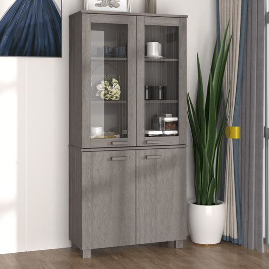 vidaXL Highboard HAMAR Solid Wood Pine Light Gray